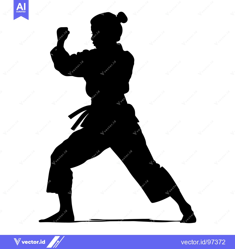 Premium Vector dari Silhouette of a Woman in a Martial Arts Stance