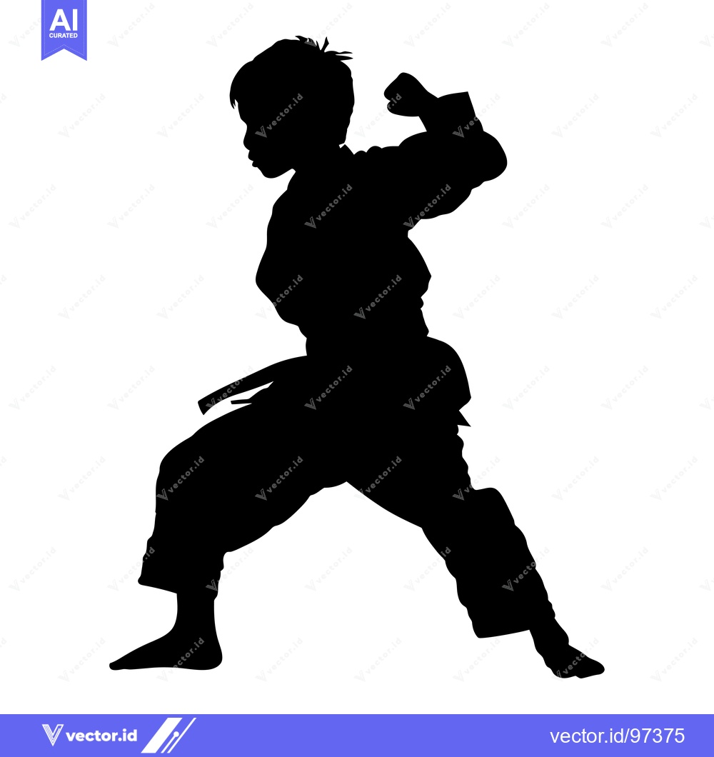 Premium Vector of Silhouette of a Young Person in a Martial Arts Stance