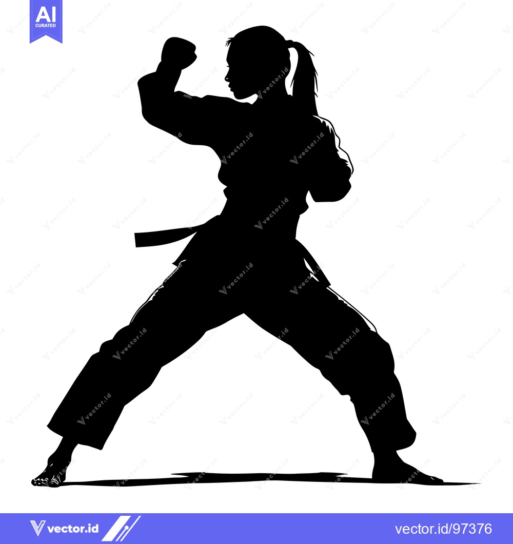 Premium Vector dari Silhouette of a Woman in a Fighting Stance
