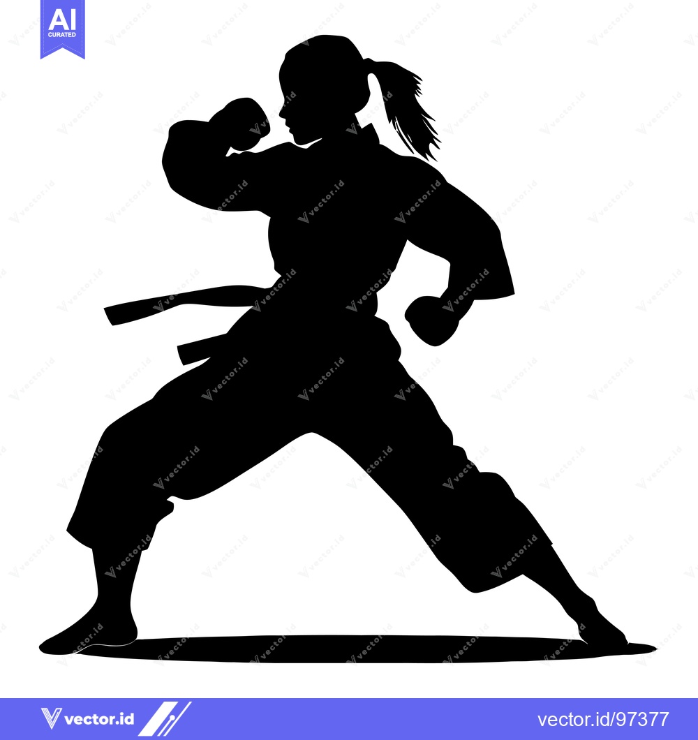 Premium Vector dari Silhouette of a Woman Performing a Karate Move