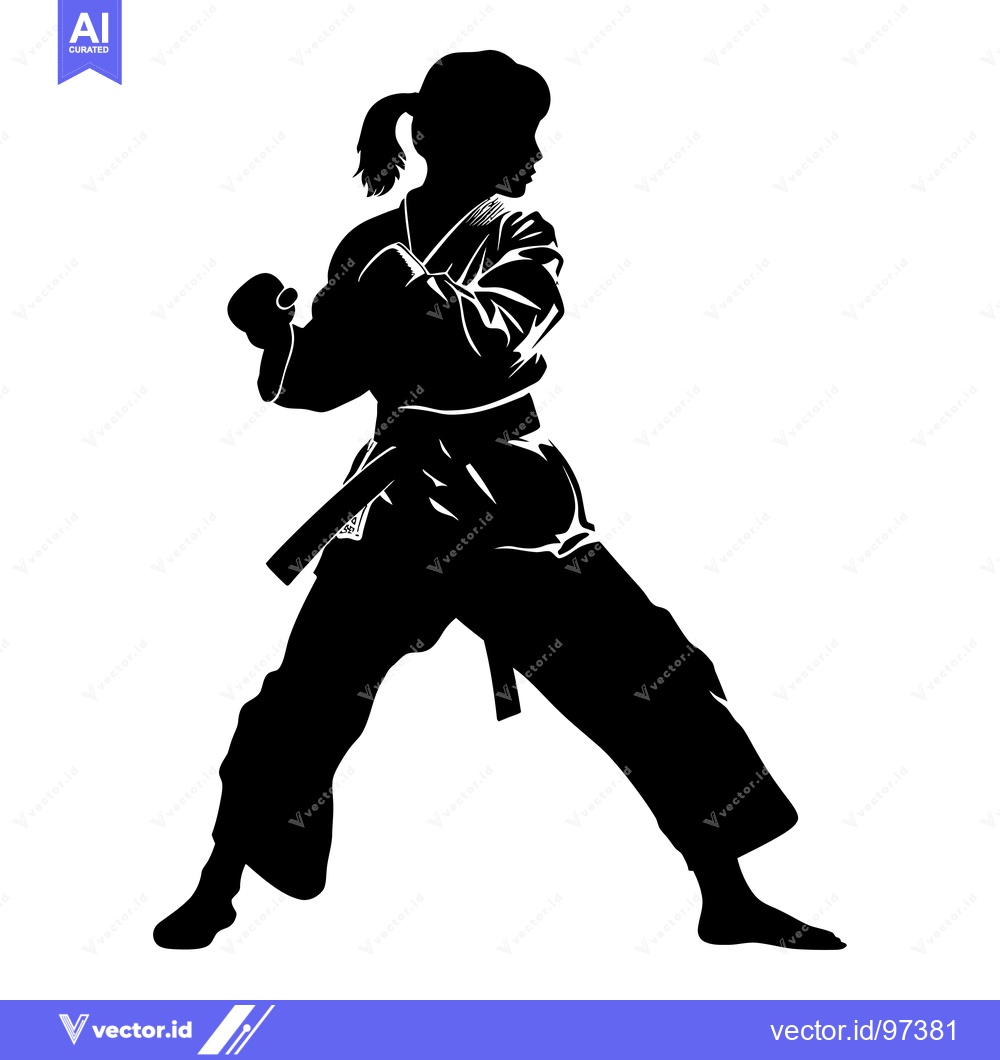 Premium Vector of Silhouette of a Woman in a Karate Stance