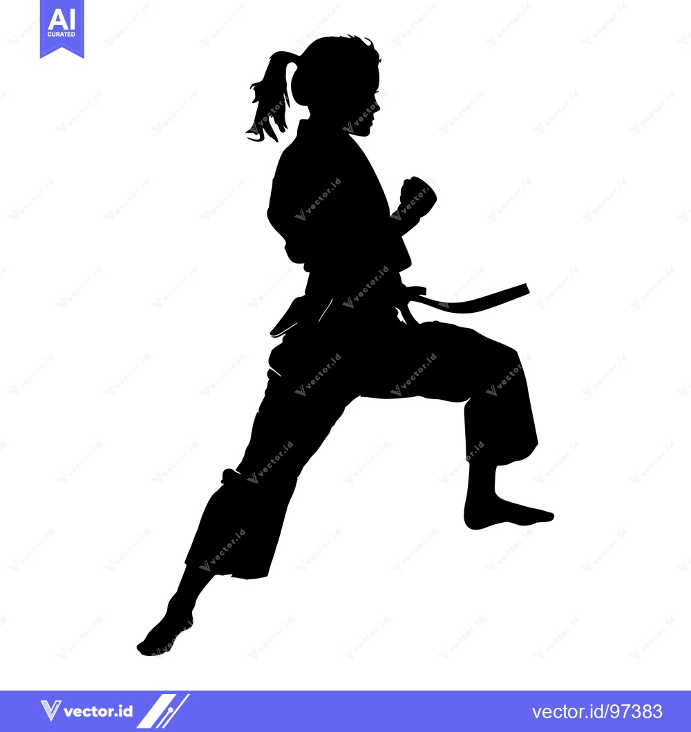 Premium Vector dari Silhouette of a Woman Practicing a Karate Stance