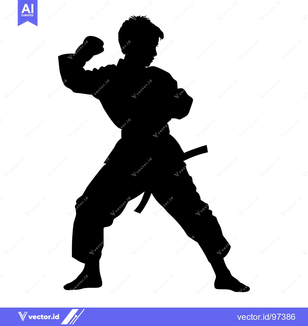 Premium Vector dari Silhouette of a martial arts practitioner in a fighting stance
