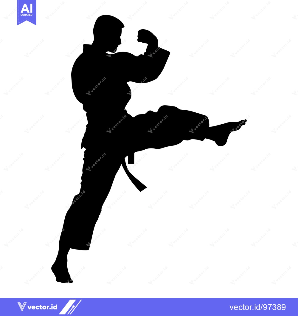 Premium Vector dari Silhouette of a Person Performing a Martial Arts Kick