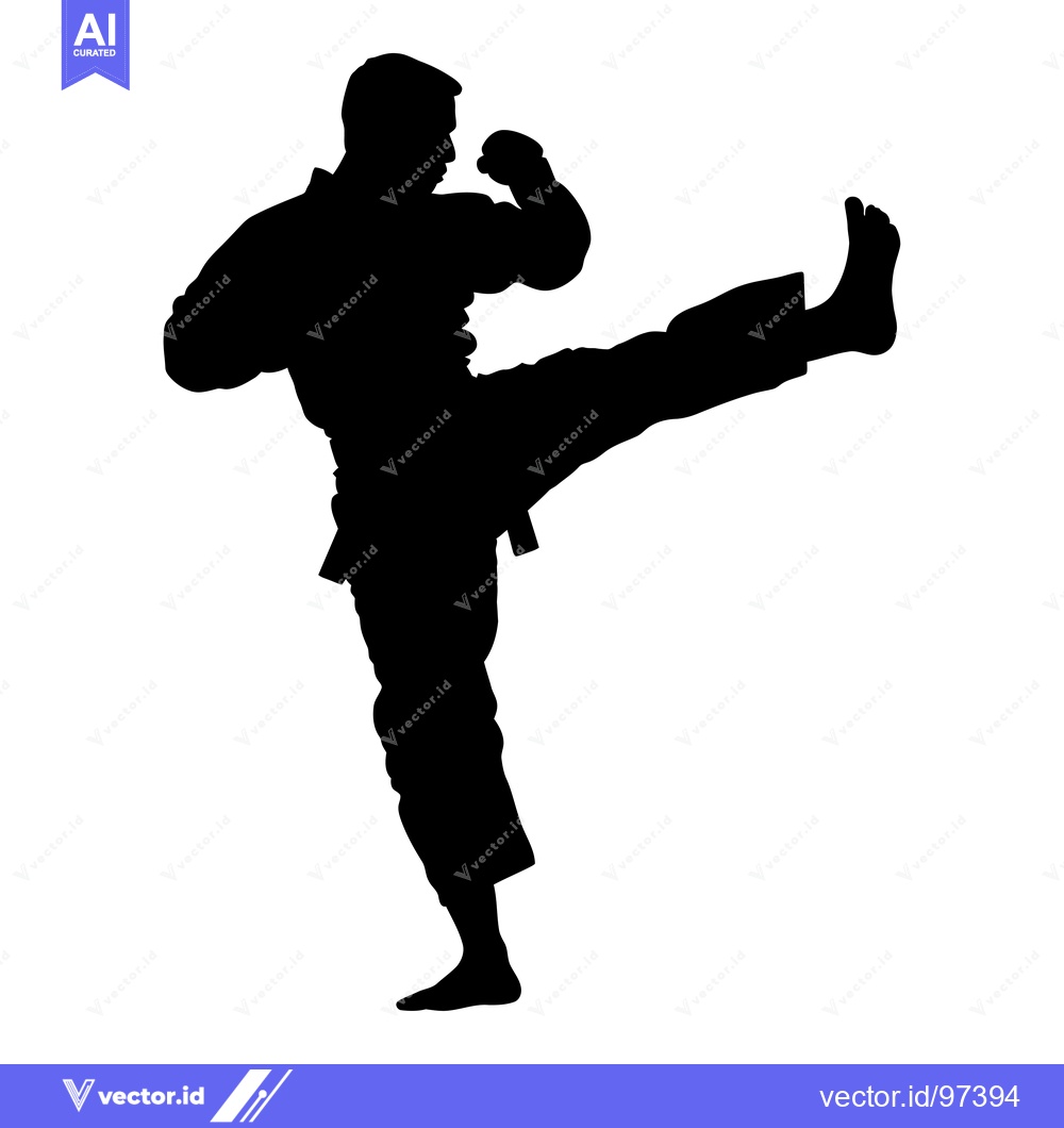 Premium Vector dari Silhouette of a Man Performing a Martial Arts Kick