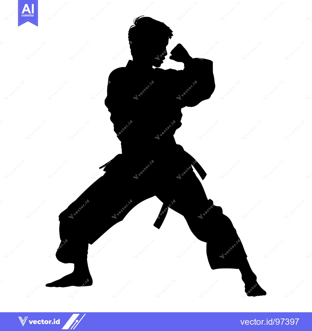Premium Vector dari Silhouette of a Martial Artist in a Fighting Stance