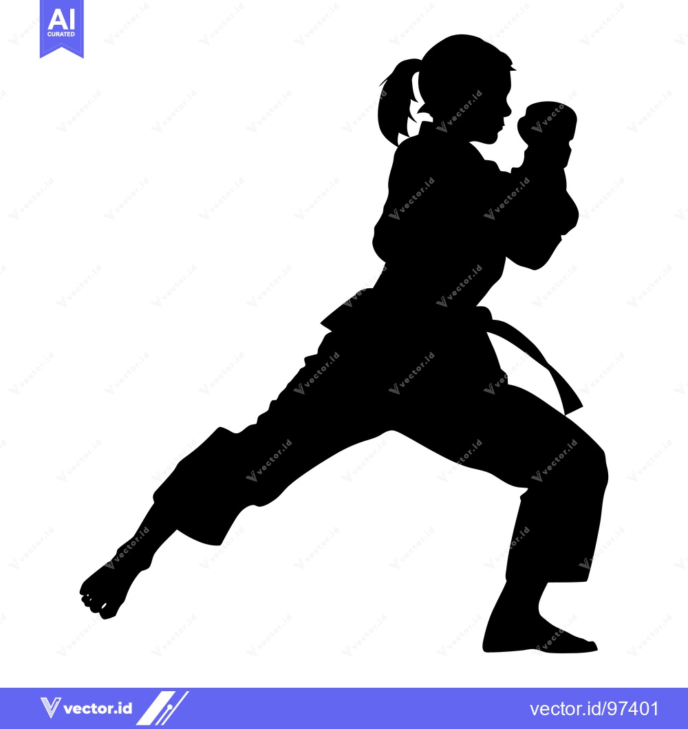 Premium Vector of Silhouette of a Woman in a Fighting Stance
