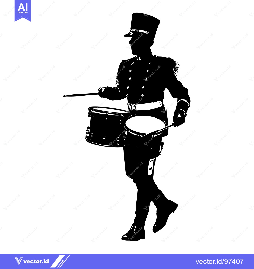 Premium Vector of Silhouette of a Drummer with Two Drums and Sticks