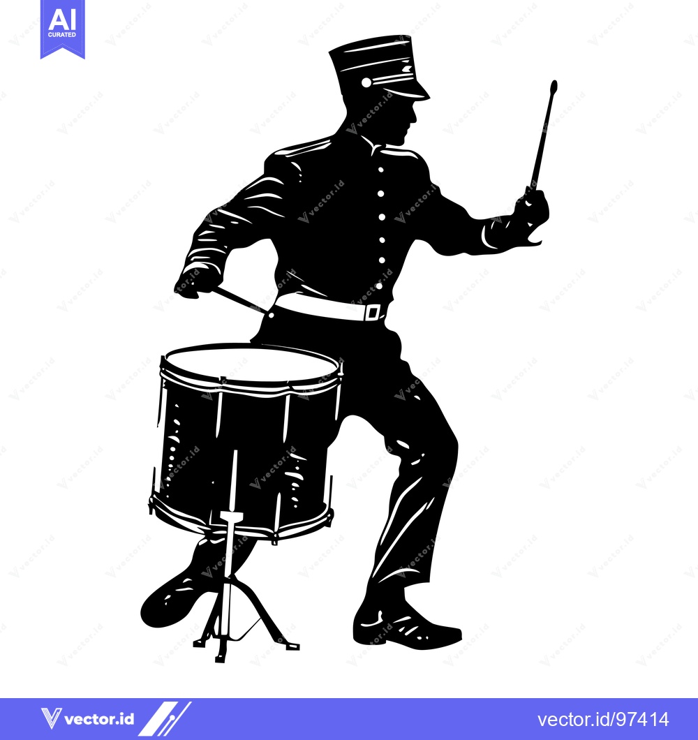 Premium Vector dari Silhouette of a drummer playing a snare drum