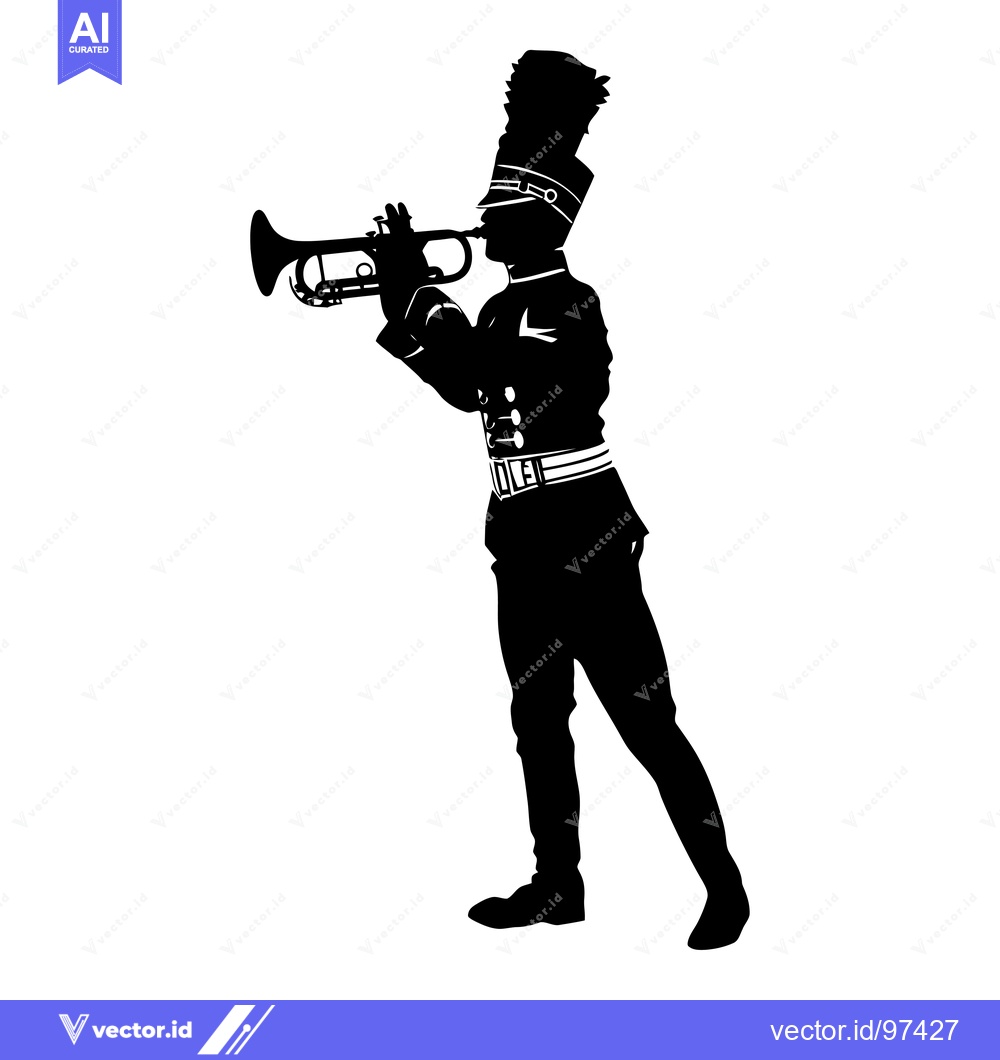 Premium Vector of Silhouette of a Trumpet Player in Uniform