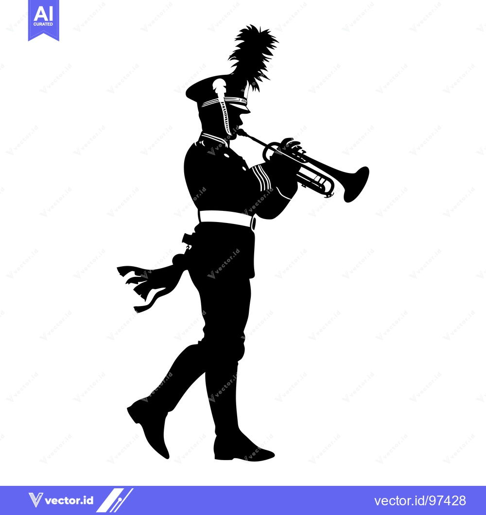 Premium Vector of Silhouette of a marching band member playing a trumpet