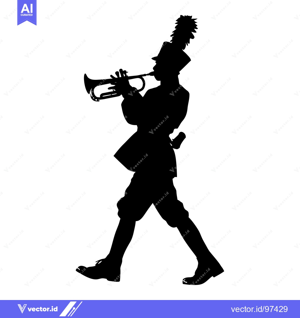 Premium Vector dari Silhouette of a Marching Band Member Playing a Trumpet