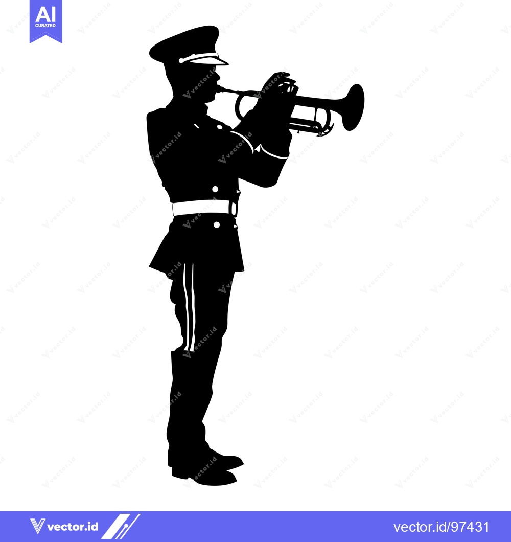 Premium Vector of Silhouette of a Soldier Playing a Trumpet