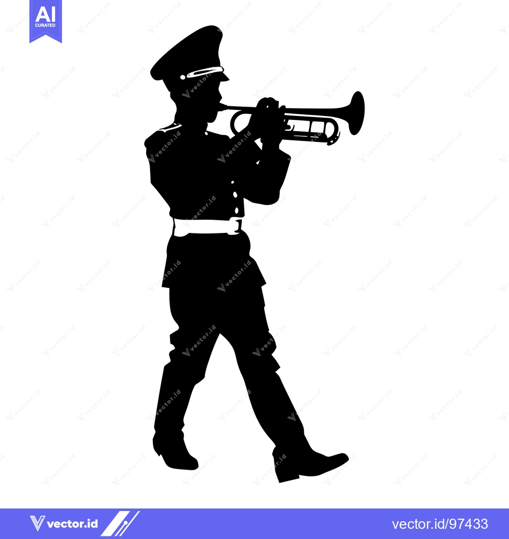 Premium Vector dari Silhouette of a man in uniform playing a trumpet