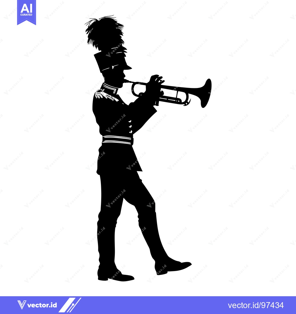 Premium Vector dari Silhouette of a Man in Uniform Playing a Trumpet