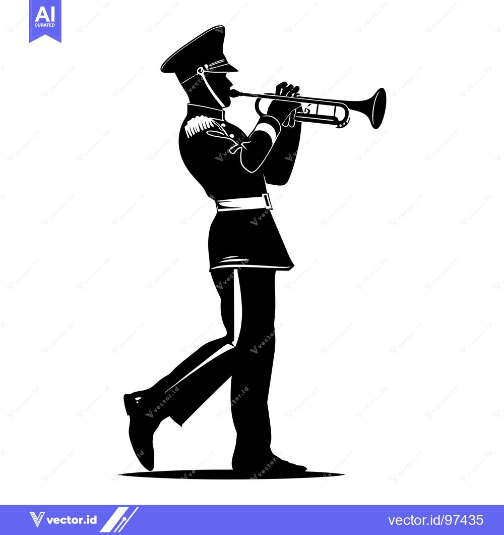Premium Vector dari Silhouette of a Man in Uniform Playing a Trumpet
