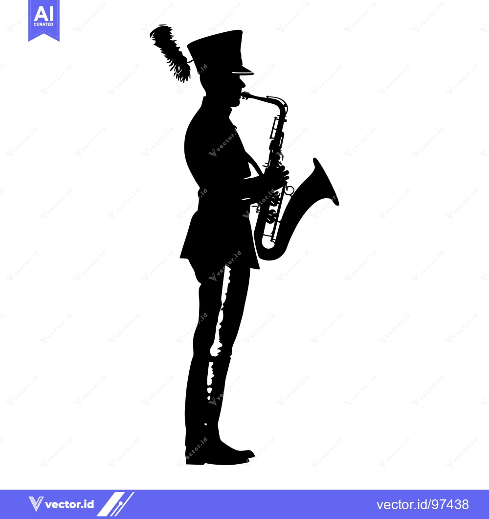 Premium Vector of Silhouette of a Man Playing a Saxophone in Uniform