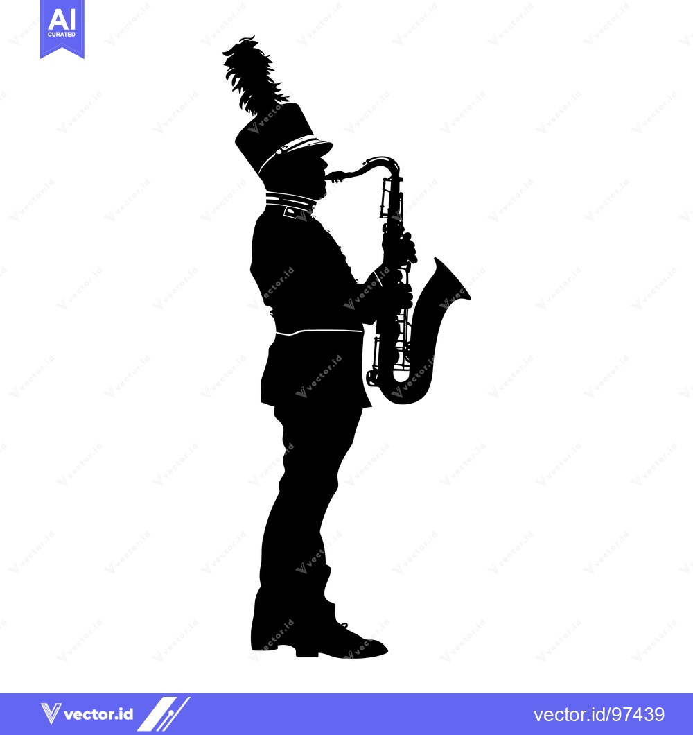 Premium Vector dari Silhouette of a Musician in Uniform Playing a Saxophone