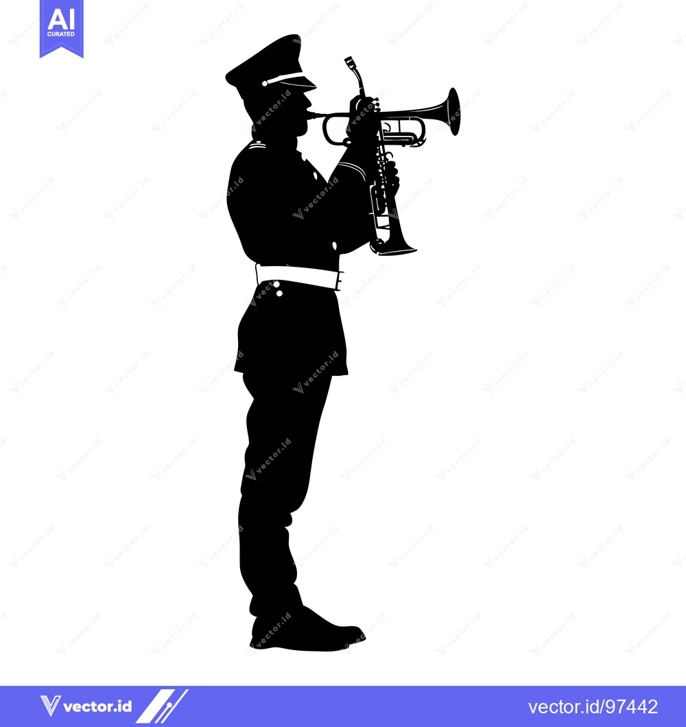 Premium Vector of Silhouette of a Soldier Playing a Trumpet
