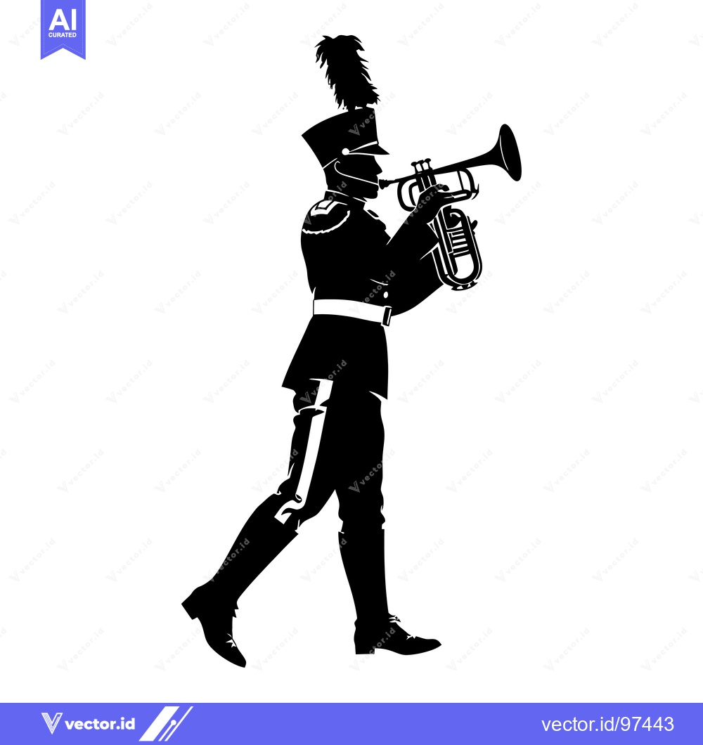 Premium Vector dari Silhouette of a Marching Band Member Playing a Trumpet