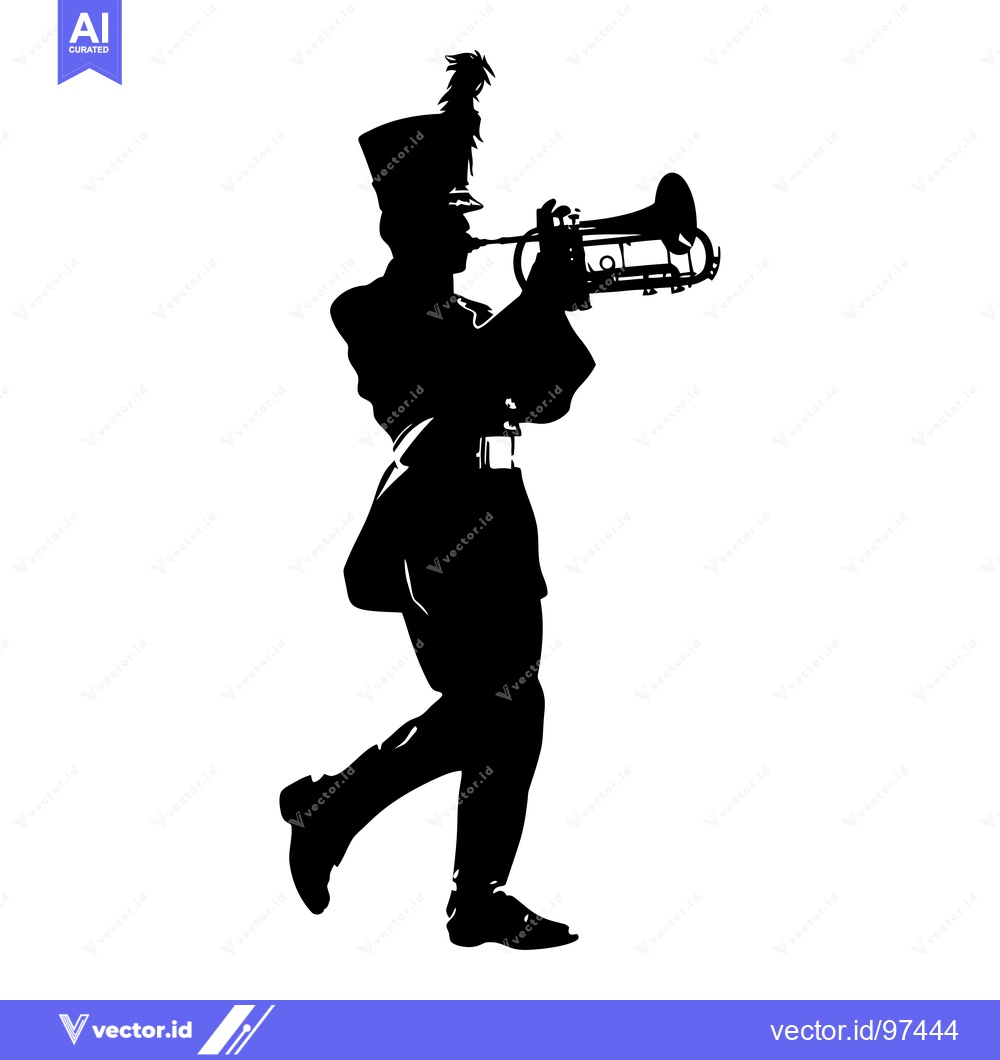 Premium Vector of Silhouette of a Marching Band Member Playing a Trumpet