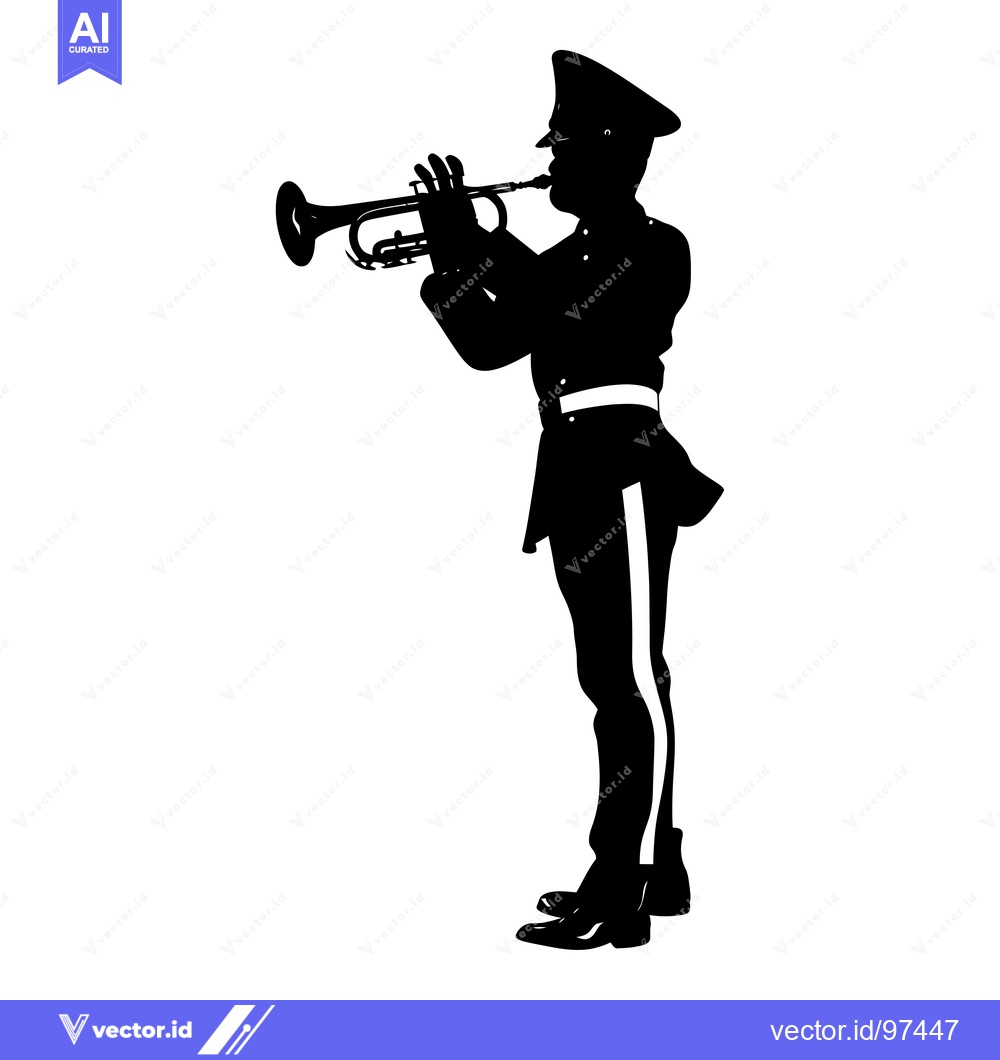 Premium Vector of Silhouette of a Soldier Playing a Trumpet
