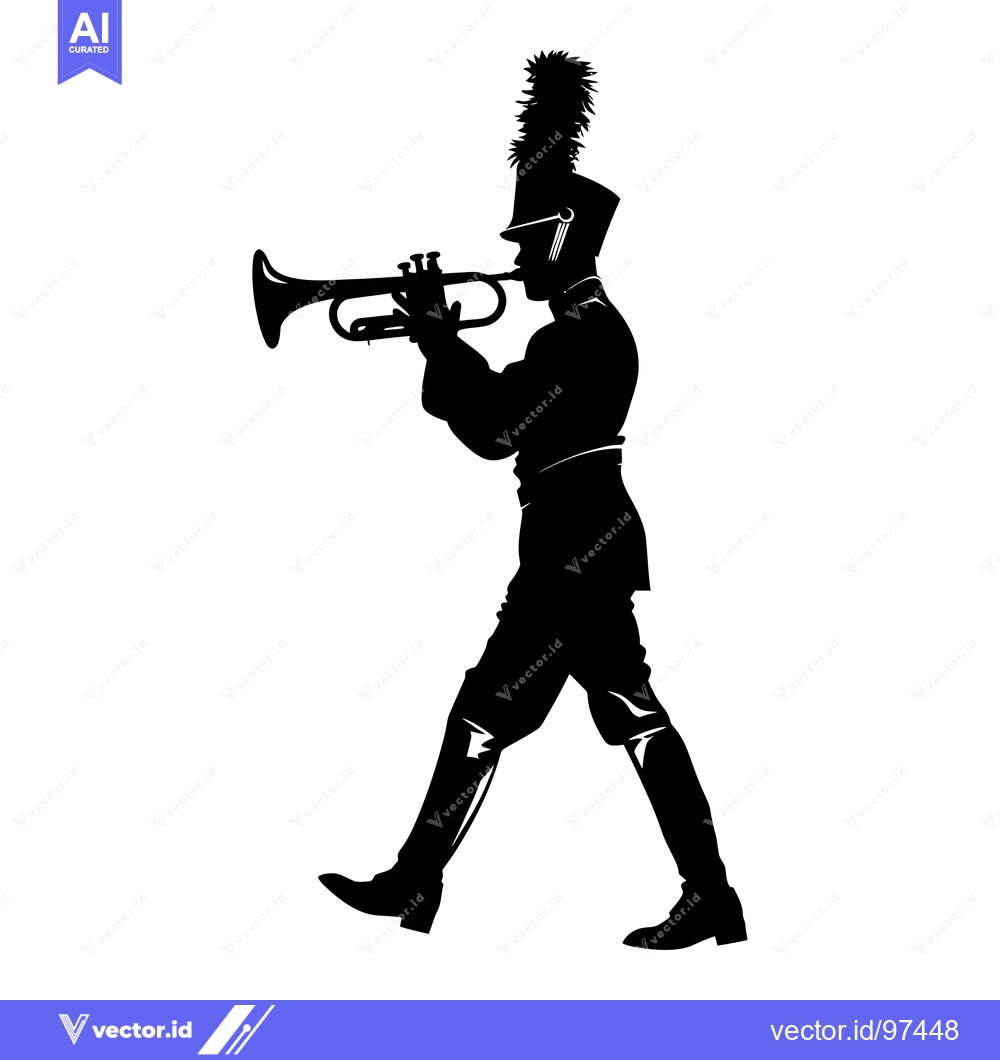 Premium Vector dari Silhouette of a Marching Band Trumpeter