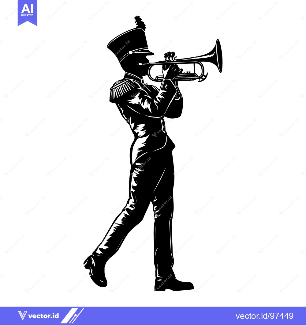 Premium Vector of Silhouette of a Marching Band Member Playing a Trumpet