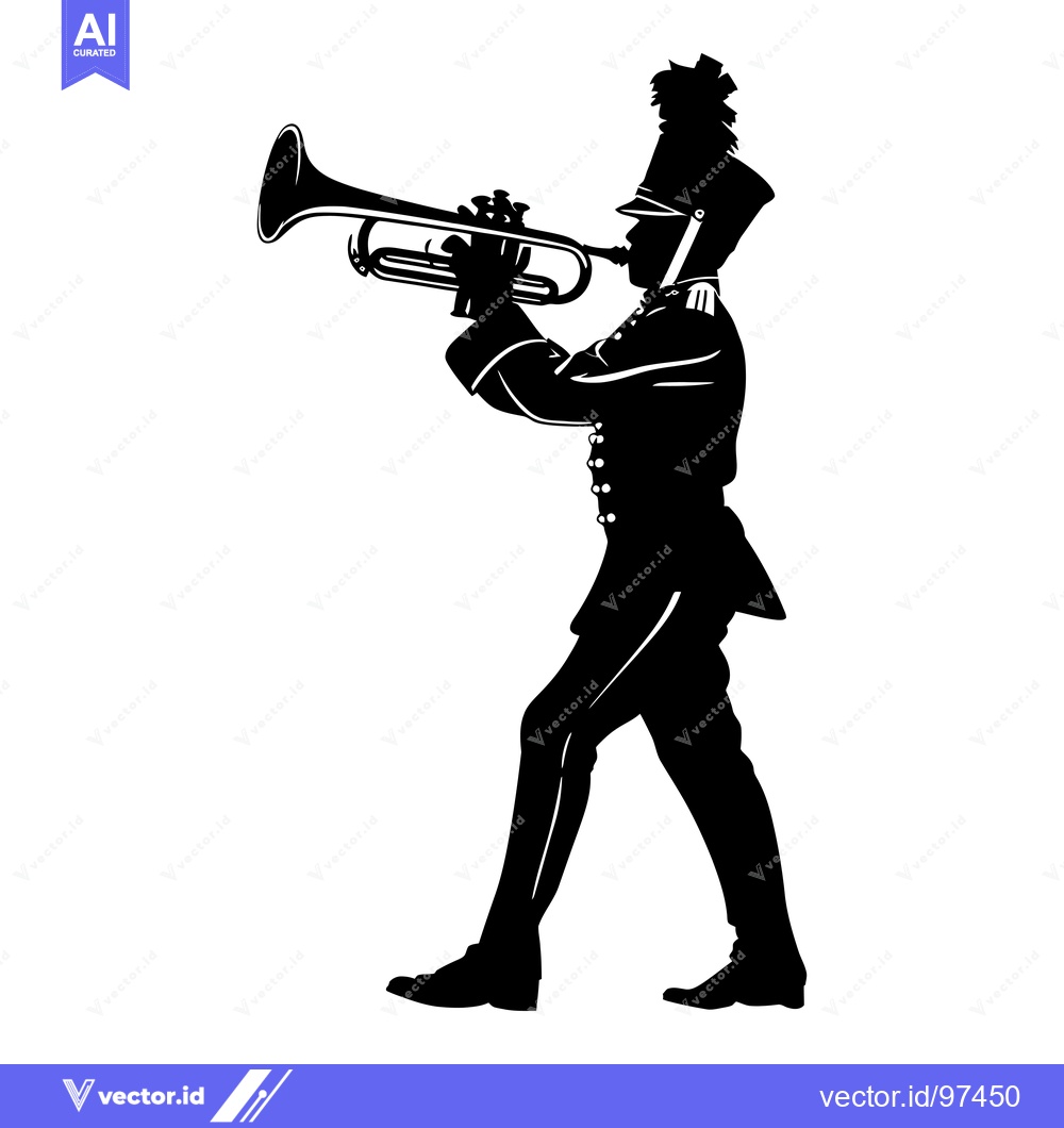 Premium Vector dari Silhouette of a Marching Band Trumpeter