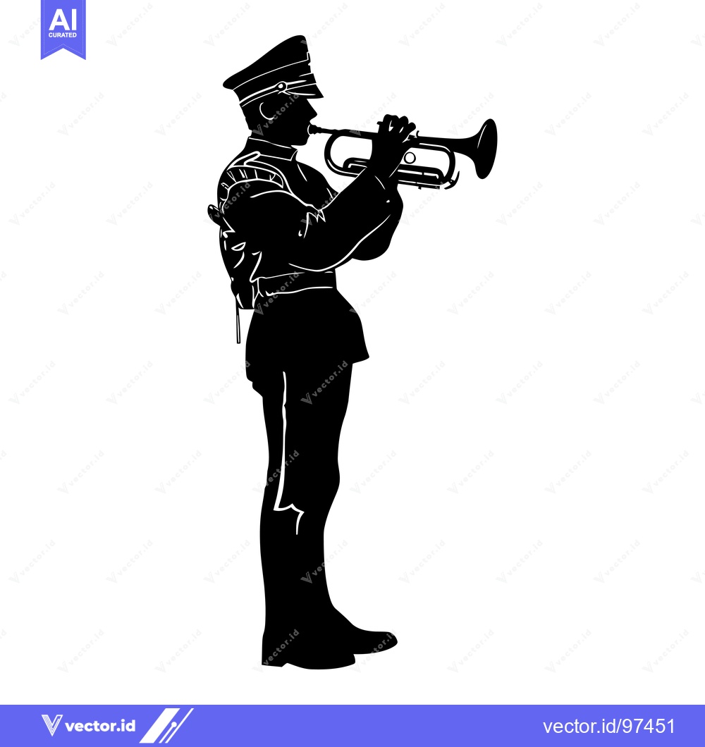 Premium Vector dari Silhouette of a Military Musician Playing a Trumpet