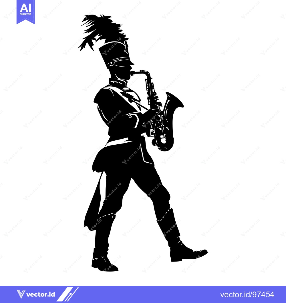 Premium Vector dari A Silhouette of a Marching Band Member Playing the Saxophone