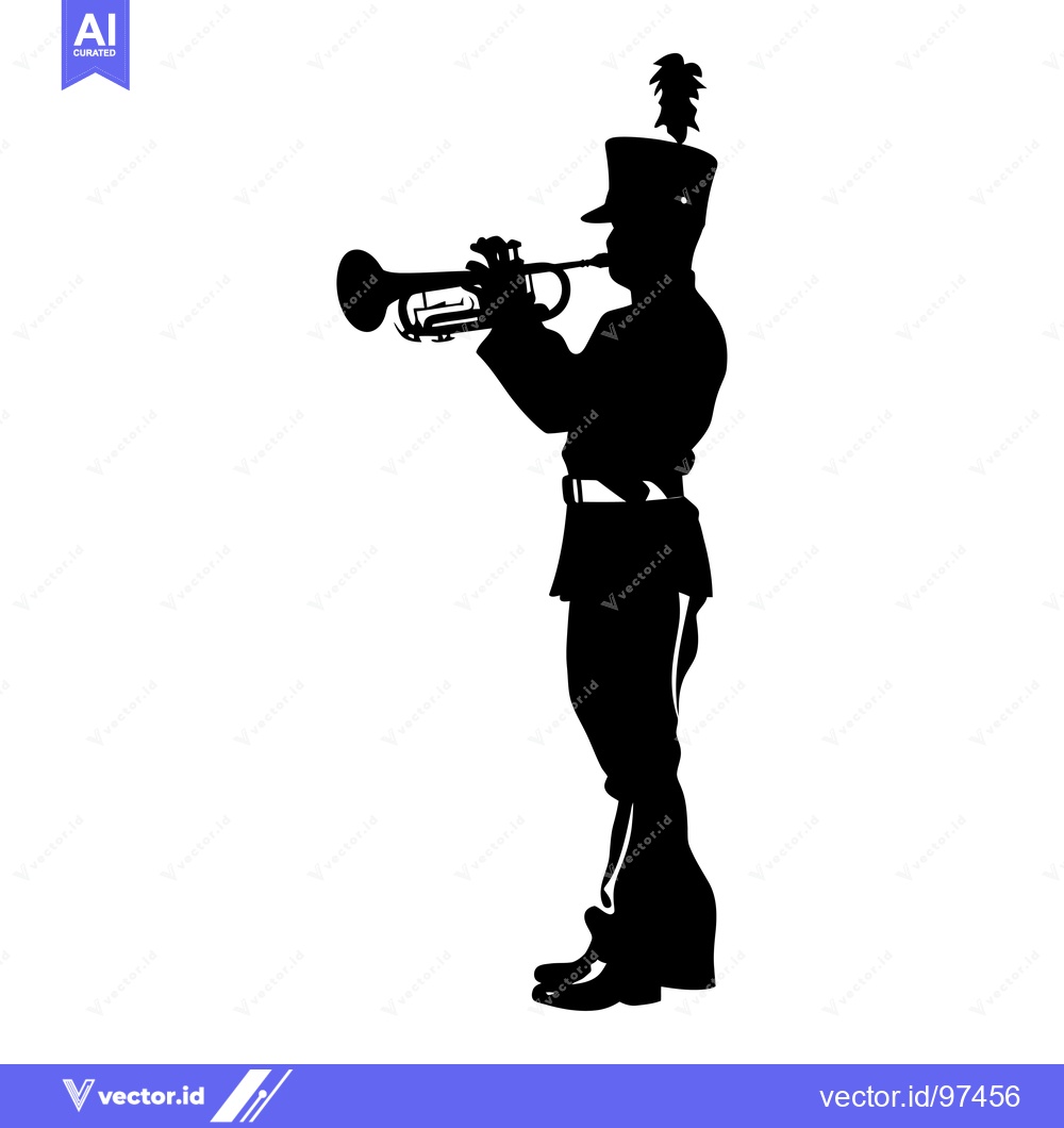 Premium Vector of Silhouette of a bugler playing a trumpet