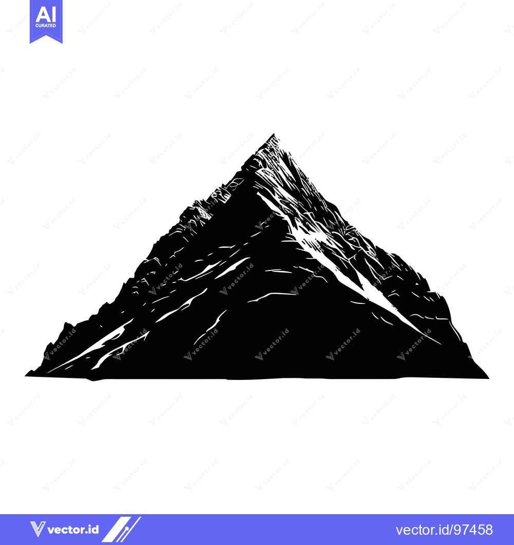 Premium Vector dari Black and white illustration of a mountain peak