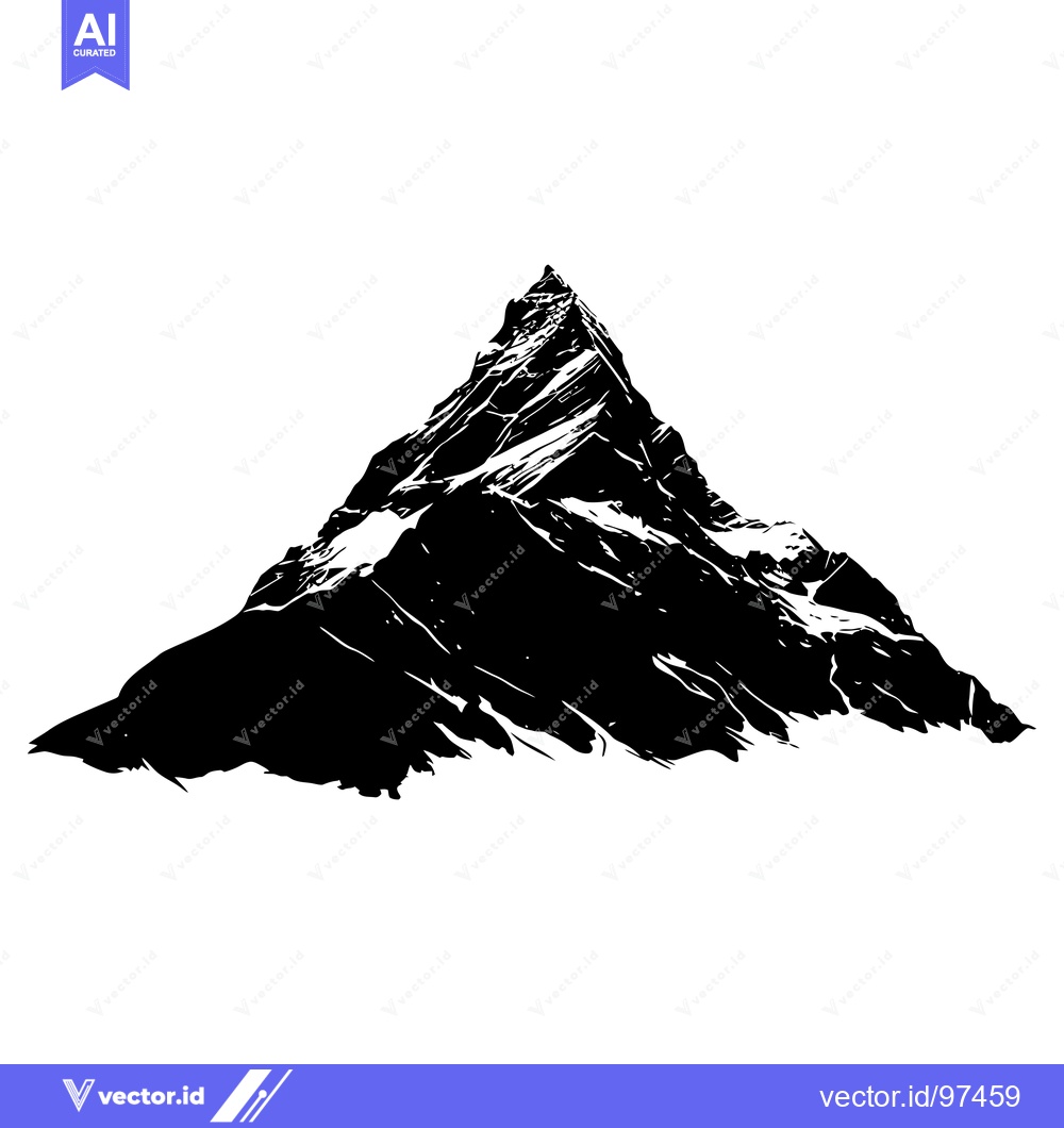 Premium Vector dari Black and White Silhouette of a Mountain Peak