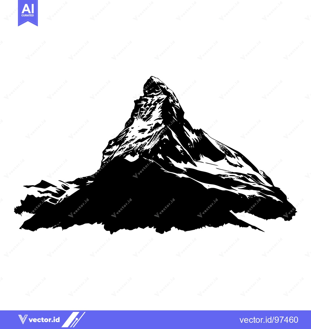 Premium Vector dari Black and White Silhouette of the Matterhorn Mountain