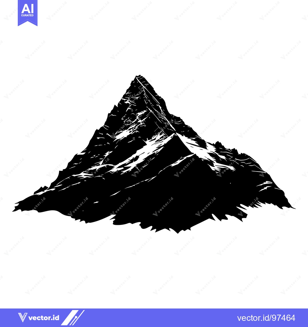 Premium Vector dari Black and White Silhouette of a Mountain Peak
