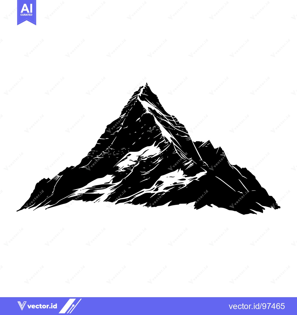 Premium Vector of A Black and White Silhouette of a Mountain Peak