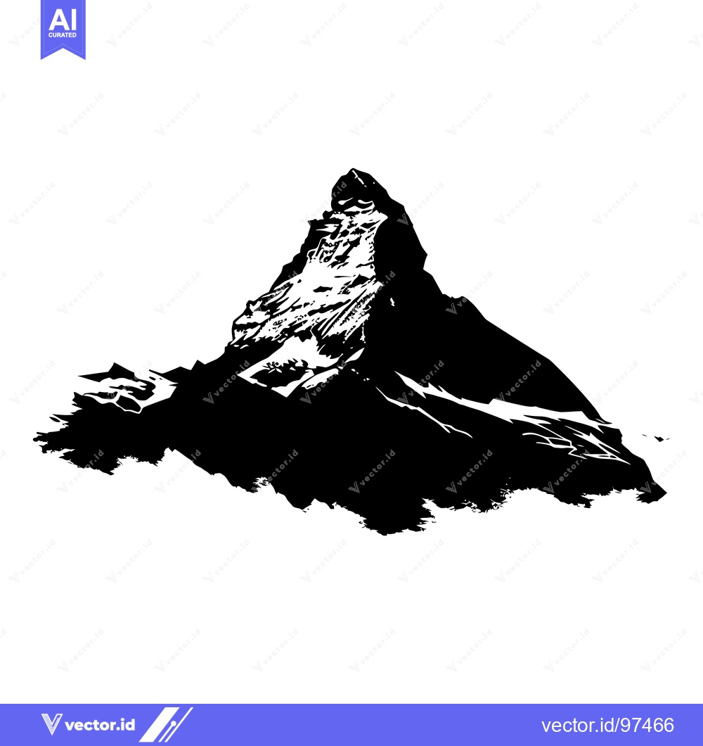 Premium Vector dari A Black and White Silhouette of the Matterhorn Mountain