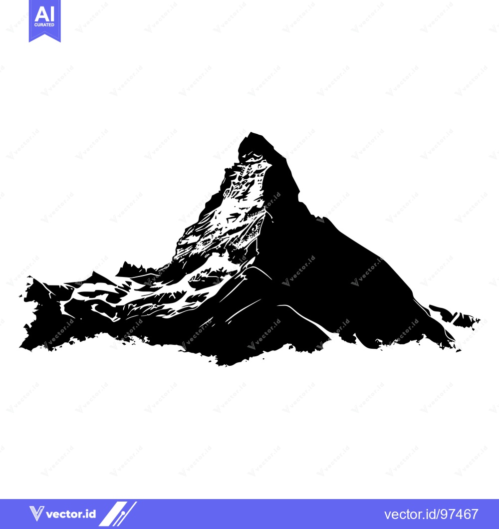 Premium Vector dari Black and White Silhouette of the Matterhorn Mountain