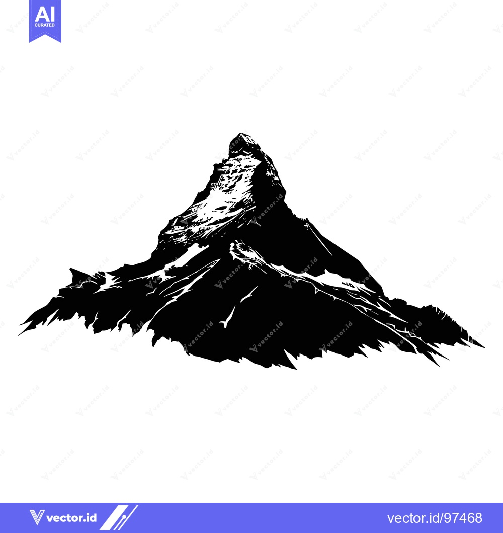 Premium Vector dari Black and White Silhouette of the Matterhorn Mountain