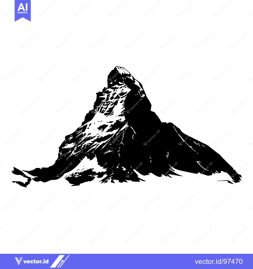 Premium Vector dari Black and White Silhouette of the Matterhorn Mountain Peak