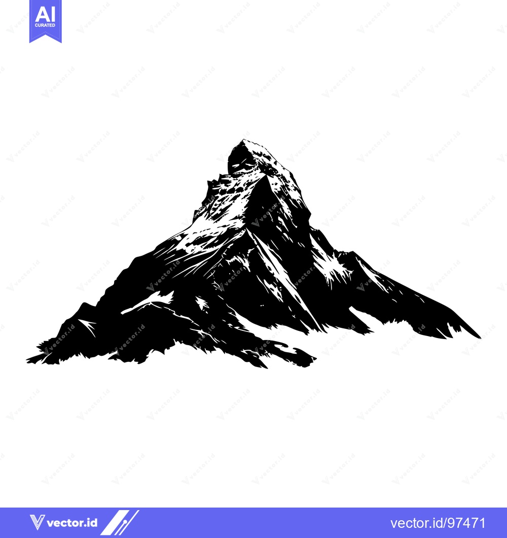Premium Vector of Black and White Silhouette of the Matterhorn Mountain Peak