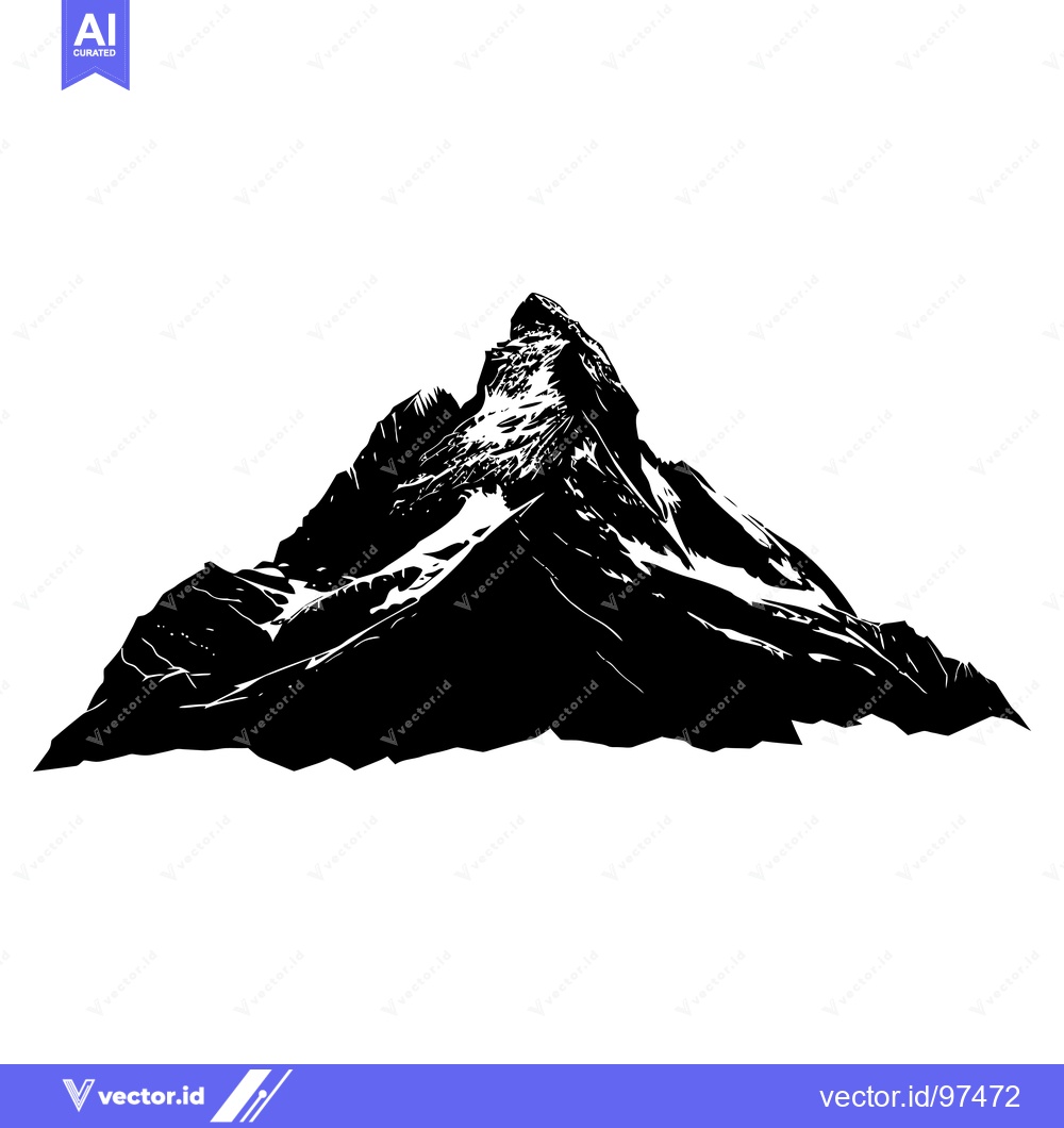 Premium Vector dari Black and White Silhouette of a Mountain Peak