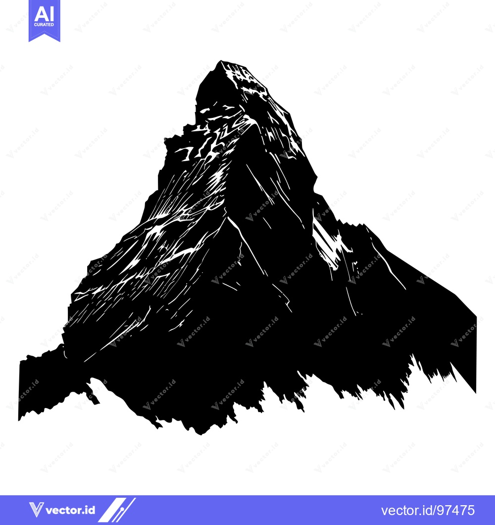 Premium Vector dari Black and White Silhouette of a Mountain Peak