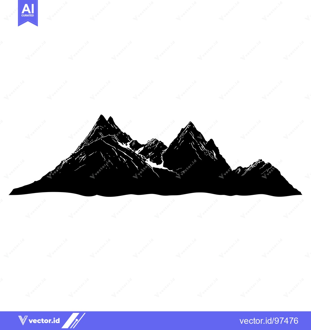 Premium Vector of Black and White Silhouette of a Mountain Range