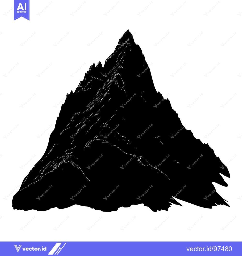 Premium Vector dari A Black Silhouette of a Mountain Peak with Jagged Edges