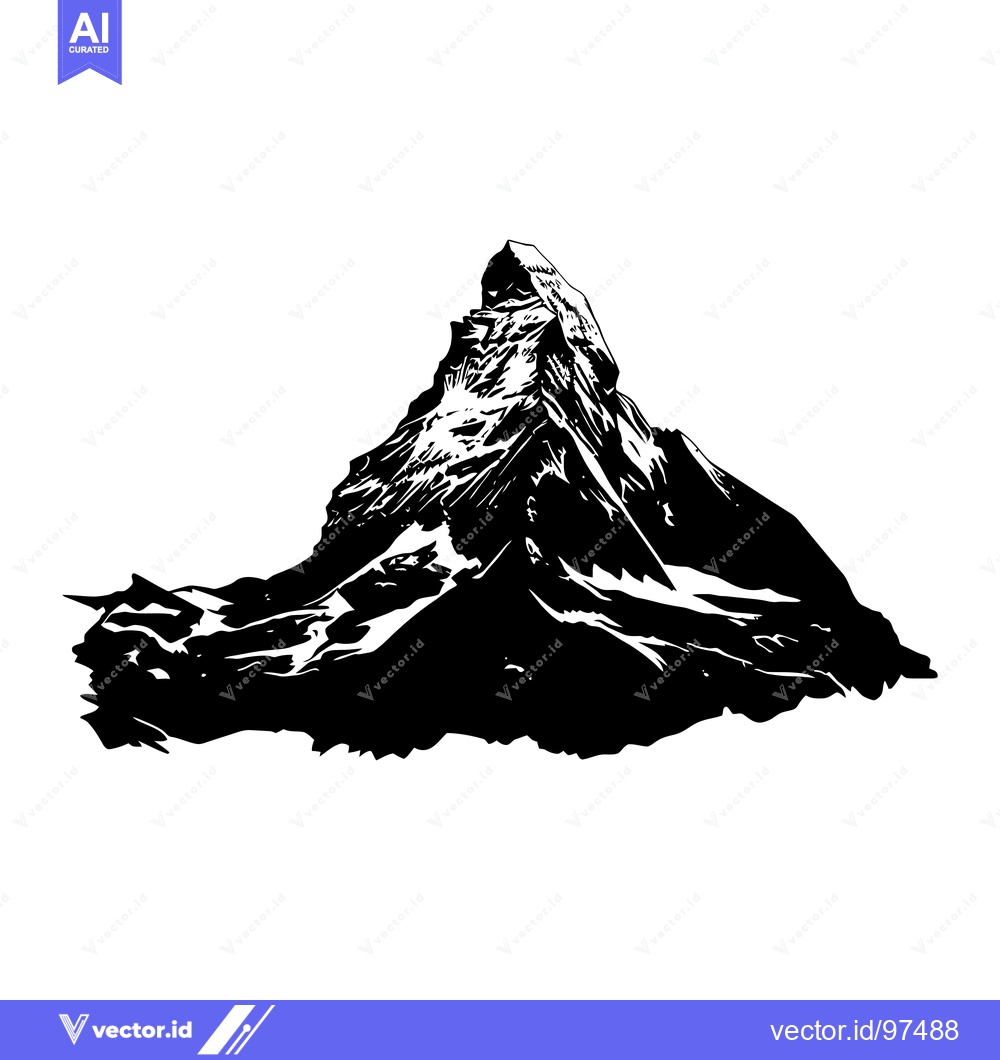Premium Vector of Black and White Silhouette of the Matterhorn Mountain Peak