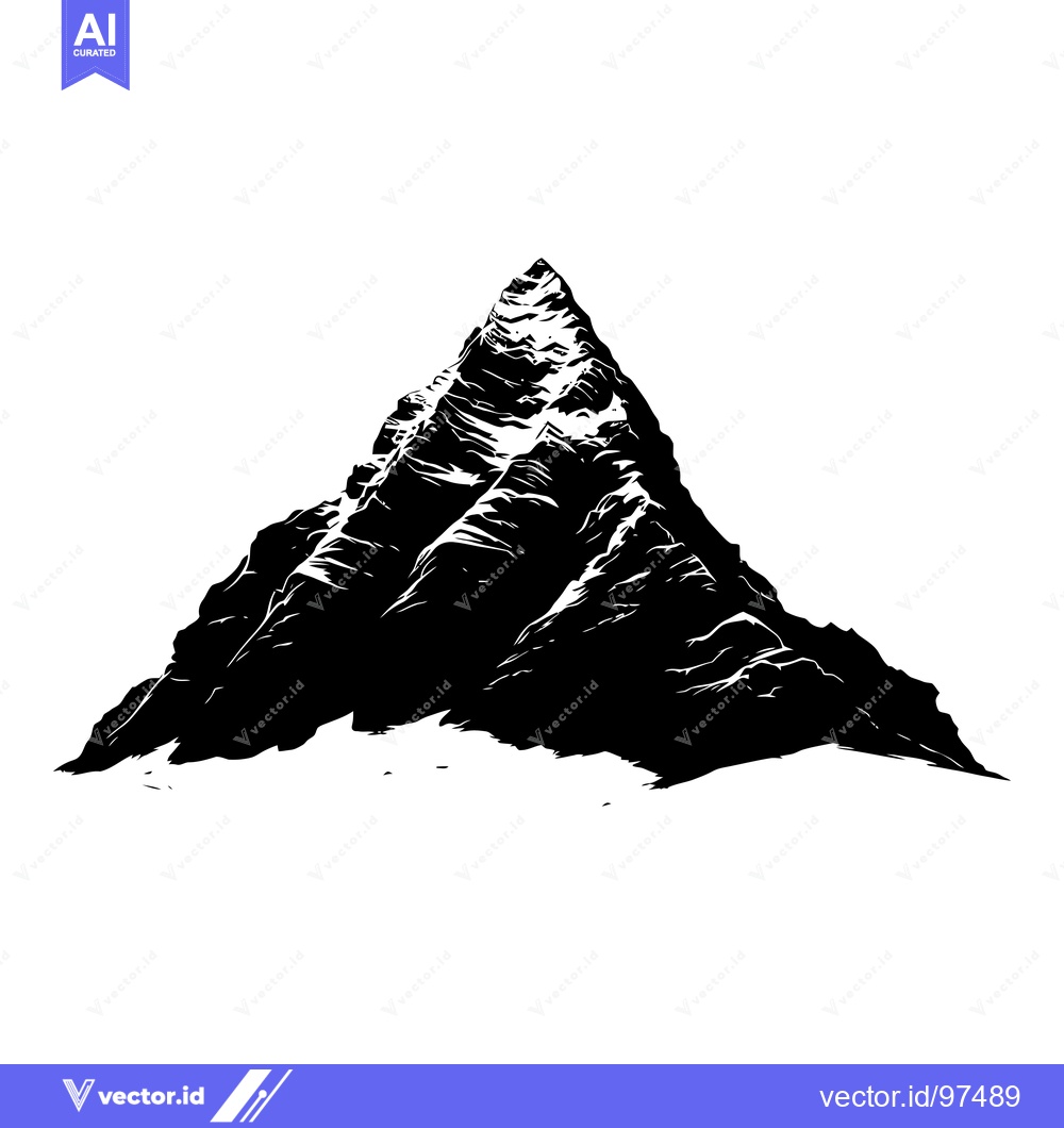Premium Vector dari Black and White Silhouette of a Mountain Peak