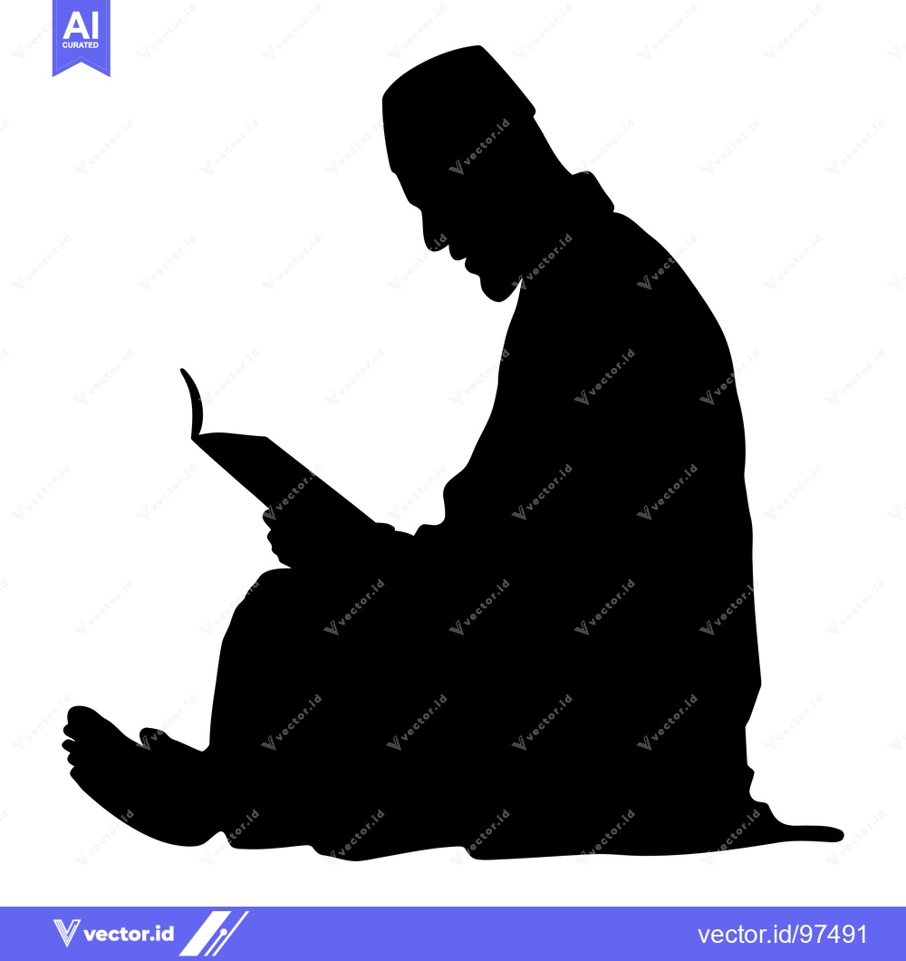 Premium Vector of Silhouette of a Man Sitting and Reading a Book