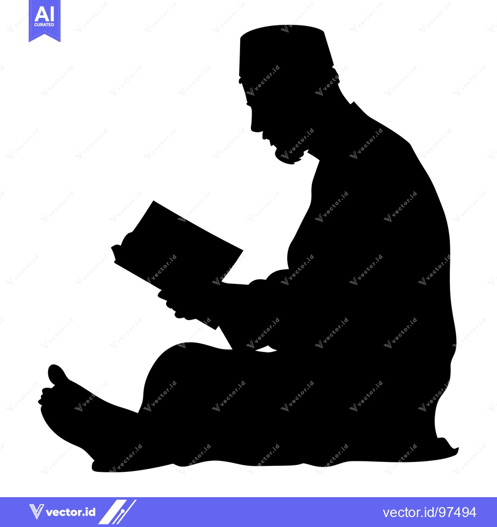Premium Vector of Silhouette of a Muslim Man Reading a Book